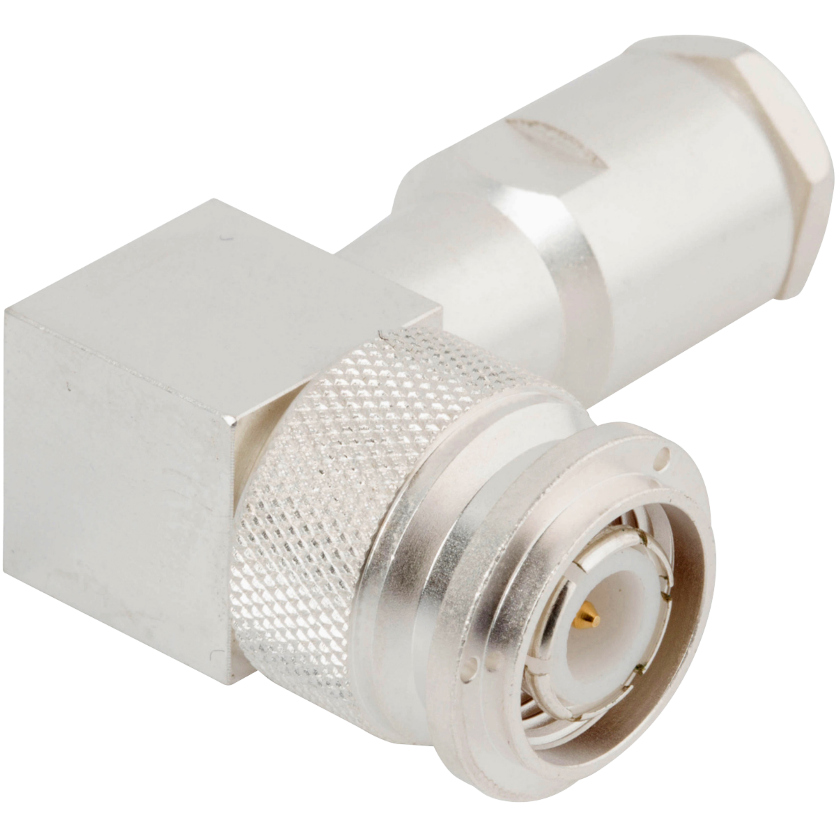 TNC Male Cable Connector, Lockwire Holes, R/A for RG-58 Cable, M39012/30B0015