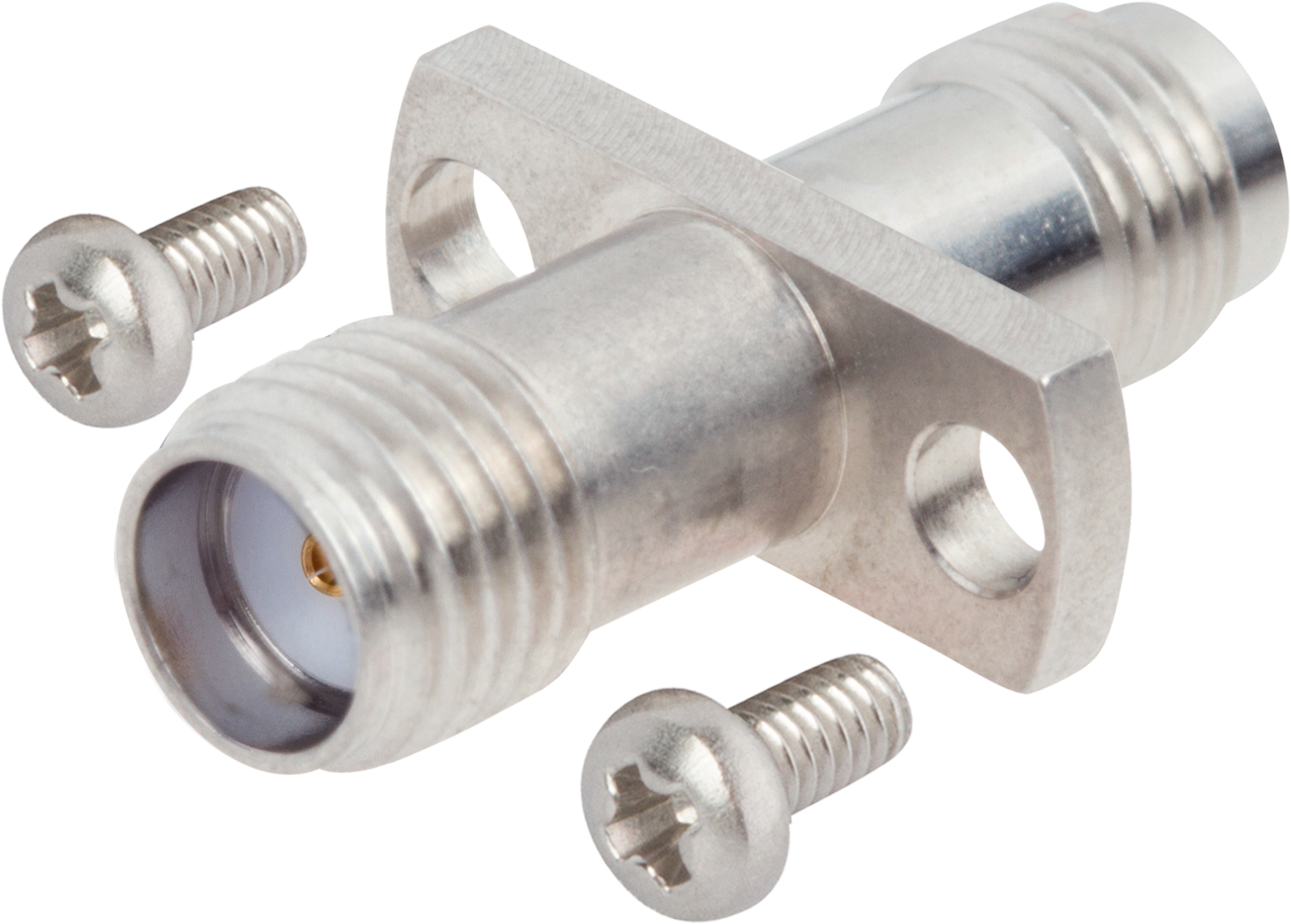 SMA Female to Female Flange Mount Adapter, 2 Hole, with Screws, 1129-6280