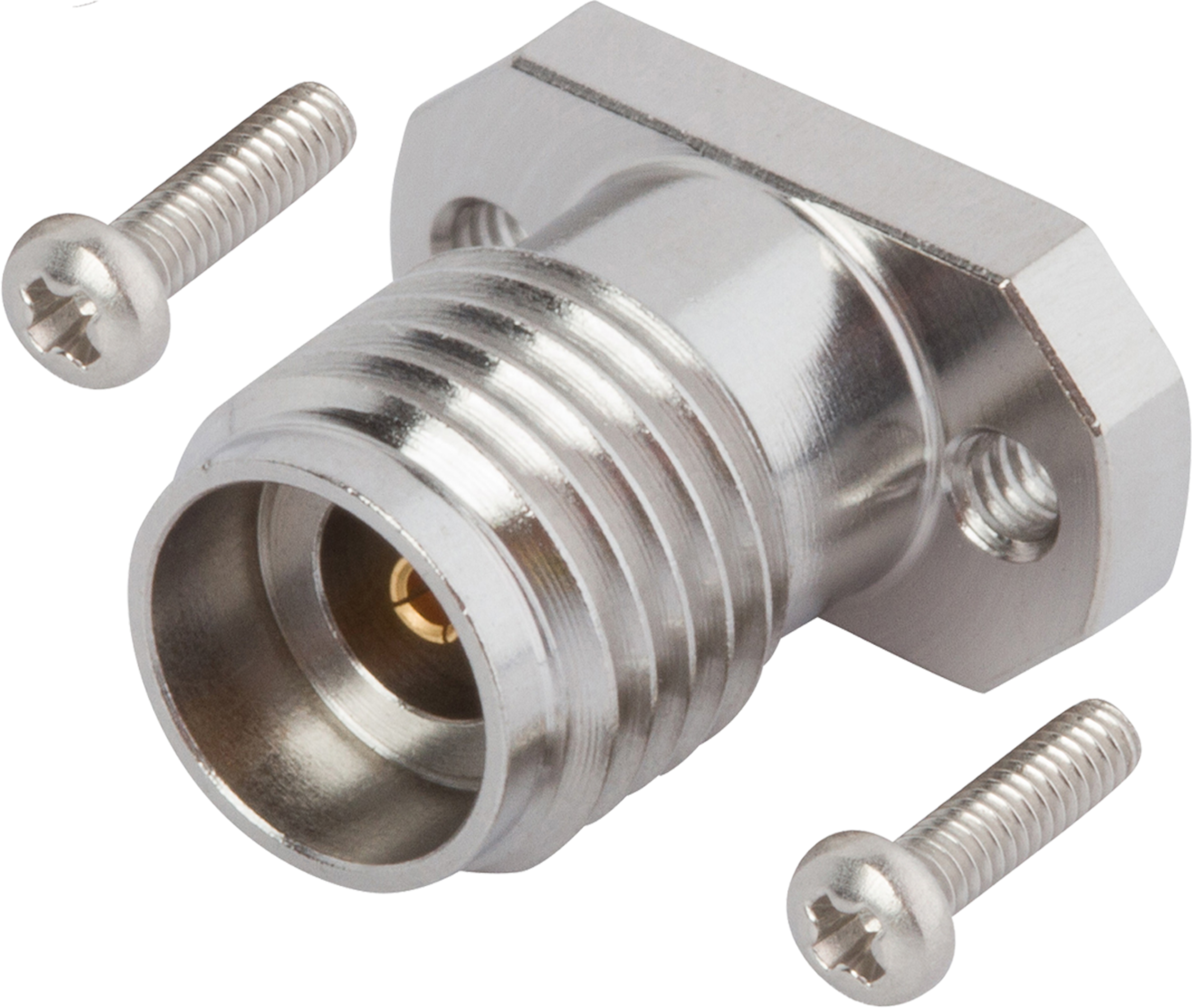 2.92mm Female Solderless PCB Compression Mount Connector, 2 Hole, with 4.76mm Screws (CPW / Microstrip), SF1521-60070-1S