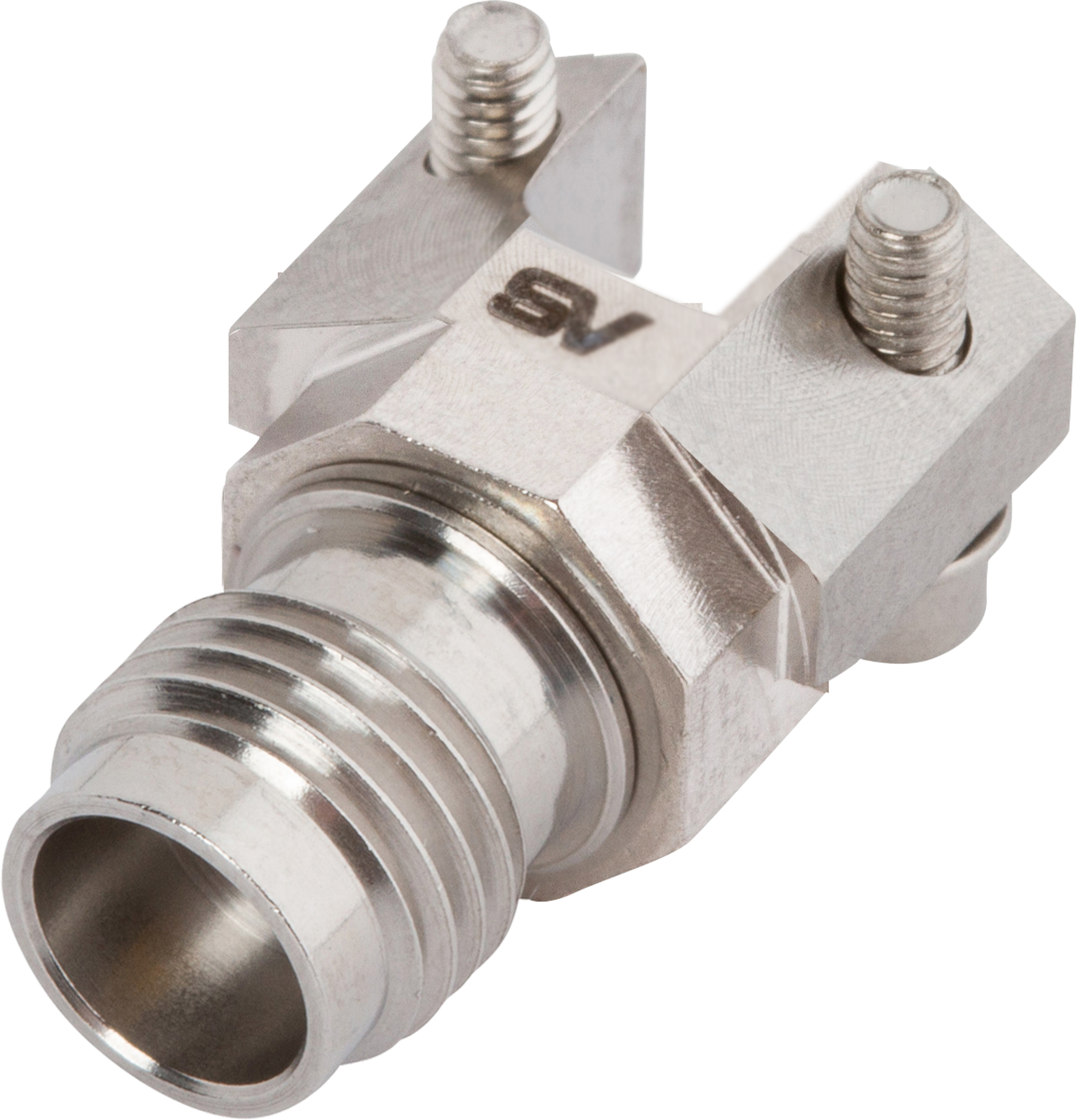 2.4mm Female Solderless PCB Reduced Flange Edge Launch Connector, 2 Hole, SF1621-60059