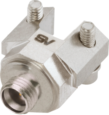 Threaded SMPM Male Solderless PCB Edge Launch Connector, 2 Hole, with 6.35mm Screws, SB, 3211-60407-2S