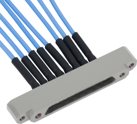 Mini-D RF Male Bulkhead to (8) 2.92mm Male 6" Cable Assemblies for .047 Cable, 7038-0726