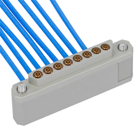 Mini-D RF Female R/A to (8) 2.92mm Male 6" Cable Assemblies for .047 Cable, 7038-0758