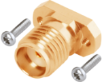 SMA Female Solderless Non-Magnetic LiteTouch PCB Connector, 2 Hole, with 4.76mm Screws (CPW/Microstrip), 2921-40050-1S